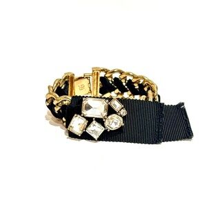 Banana Republic Black Ribbon Crystal Statement Bracelet NWT